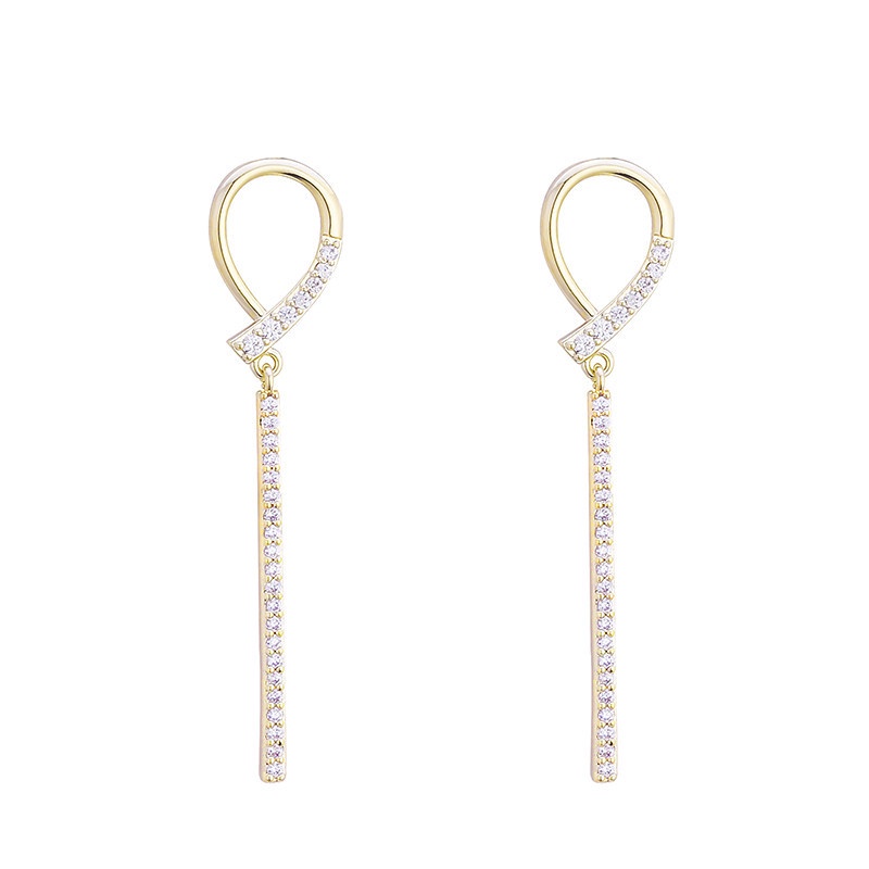 Hoa Tai Dáng Dài Hình Giọt Nước Đính Đá Lấp Lánh Phong Cách Hàn Quốc Thời Trang