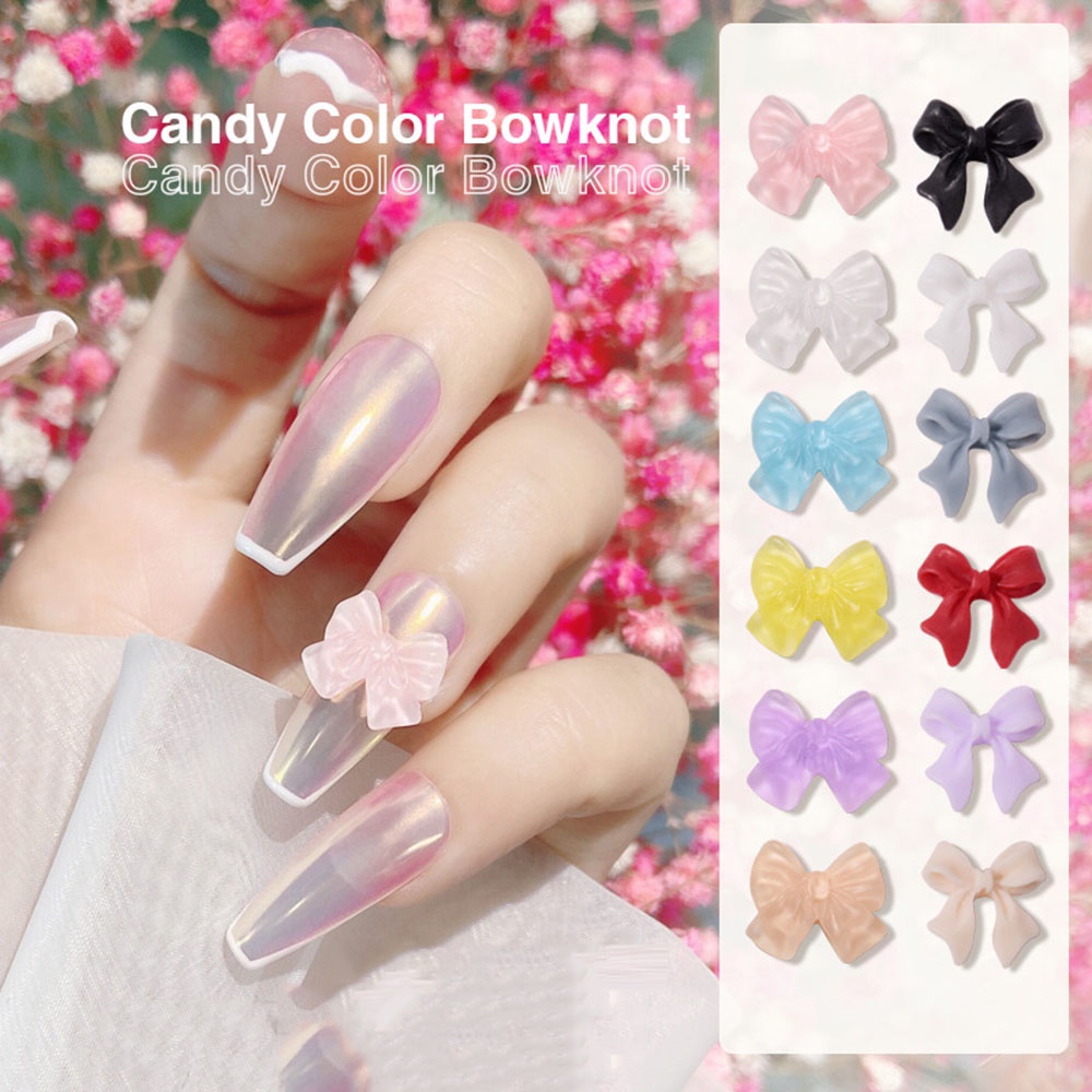 Set 30 Nơ Ruy Băng 3D Nhiều Màu Trang Trí Móng Tay Diy