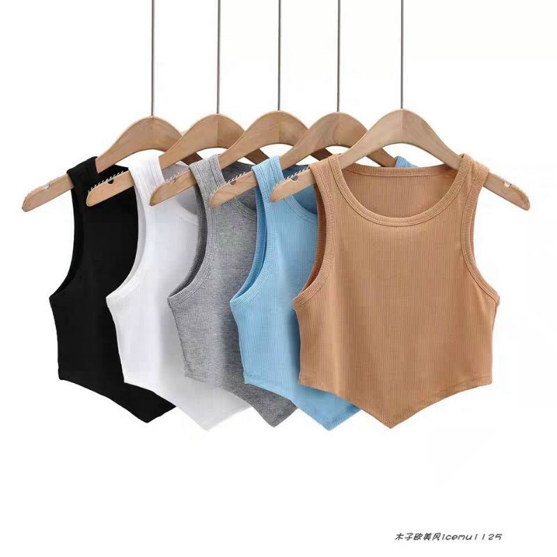 Áo ba lỗ croptop vạt chéo , chất len tăm dày dặn . mã A33