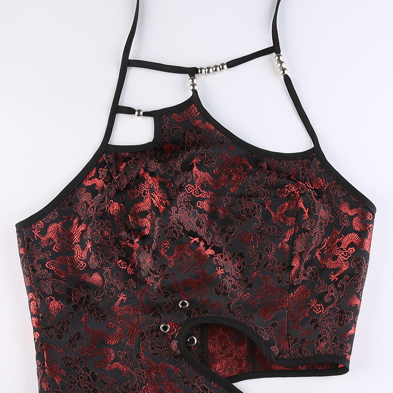 Áo Tank Top Hoạ Tiết Rồng Thêu Phong Cách Vintage
