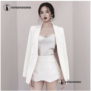Set áo khoác Blazer + quần short lưng cao thời trang công sở cho phái nữ
