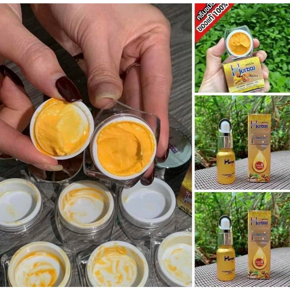 Combo kem + serum Nghệ Turmeric Herbal Thái LanThâm Mụn/Trắng Da