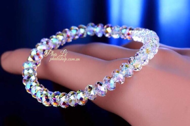 Vòng Tay Pha Lê Tròn Dẹp 06mm Trắng Được Thiết Kế Từ Pha Lê Swarovski