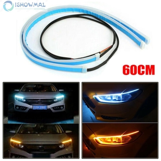 Bộ 2 dây đèn led màu xanh dương + vàng cho xe hơi 60cm