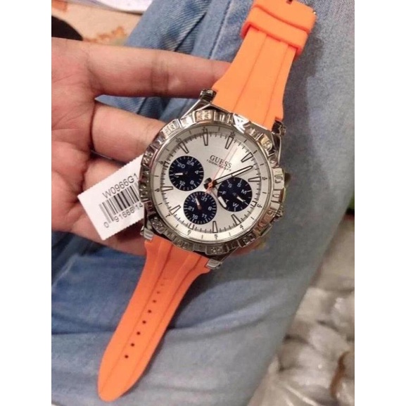 Đồng Hồ Nam Guess W0966G1  Dây Silicone 3 Mặt Số Phụ 47mm Niềng Số