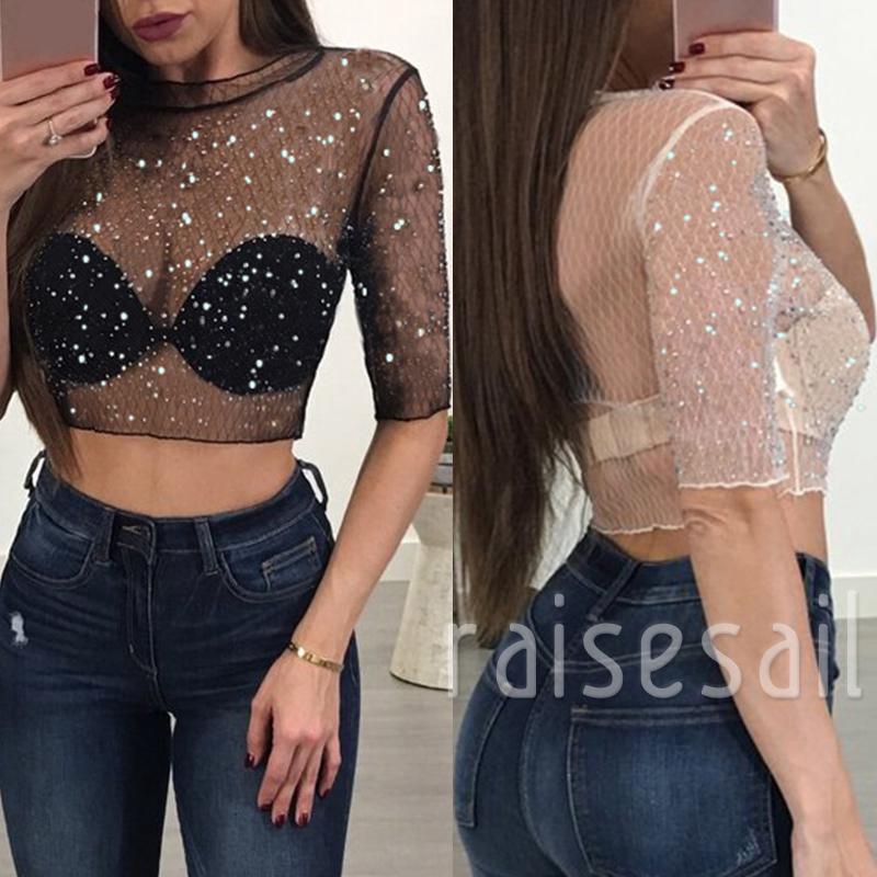 Áo lưới xuyên thấu dài tay gợi cảm thời trang dành cho nữ