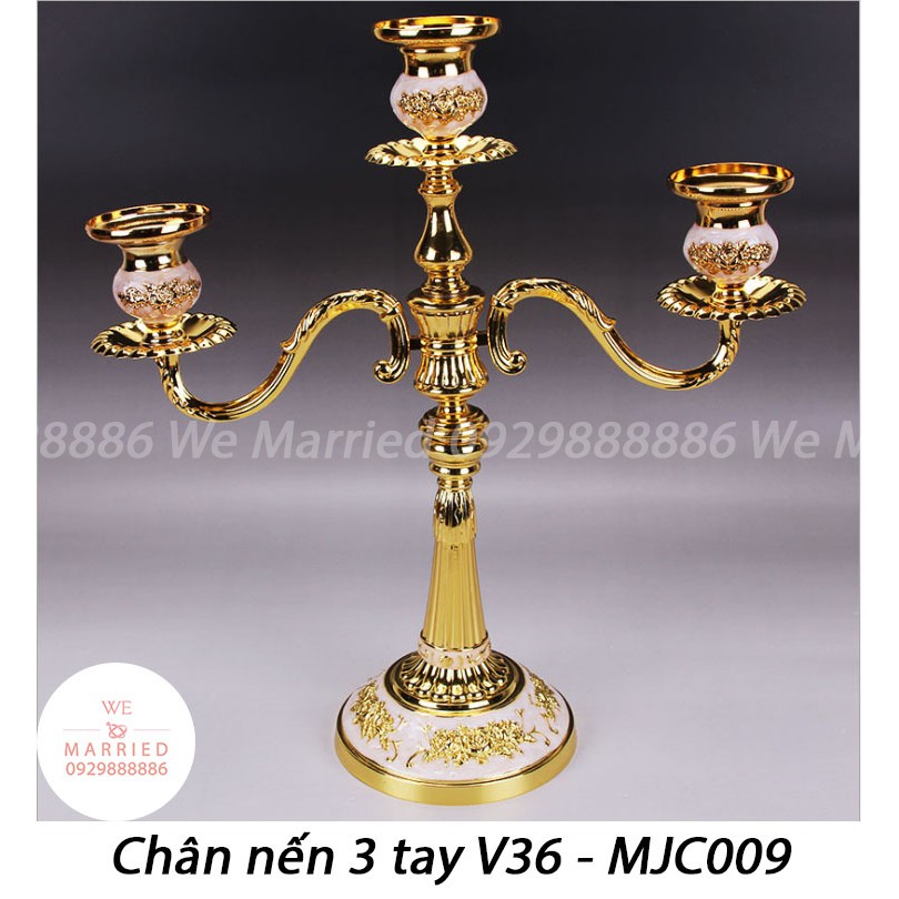 Chân Nến 3 Tay MJC 36cm Cổ Điển