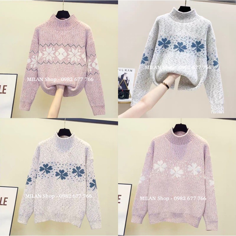 Áo len dài tay dáng suông 2 hoạ tiết nhiều màu hot | BigBuy360 - bigbuy360.vn