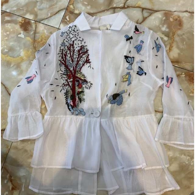 Áo voan tơ thêu hoa dáng sơ mi vest siêu đẹp | BigBuy360 - bigbuy360.vn