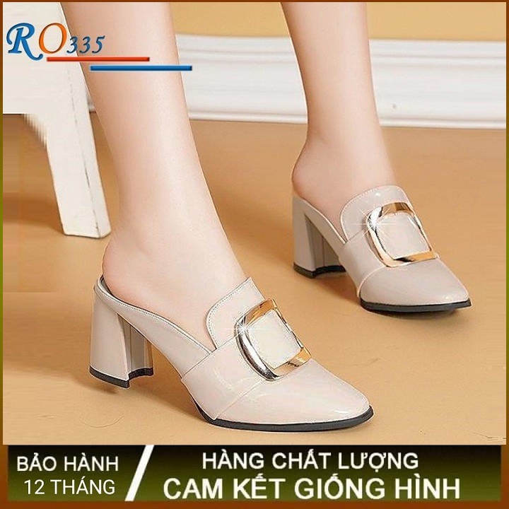 Giày sandal nữ cao gót 7p hàng hiệu rosata hai màu đen kem ro335