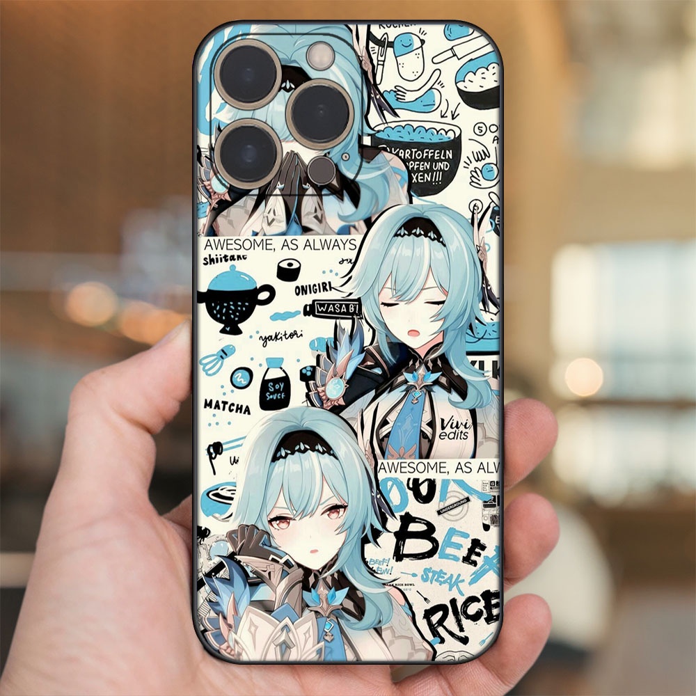 Ốp lưng iPhone 14 Pro dẻo đen cạnh vuông in hình Eula Genshin Impact