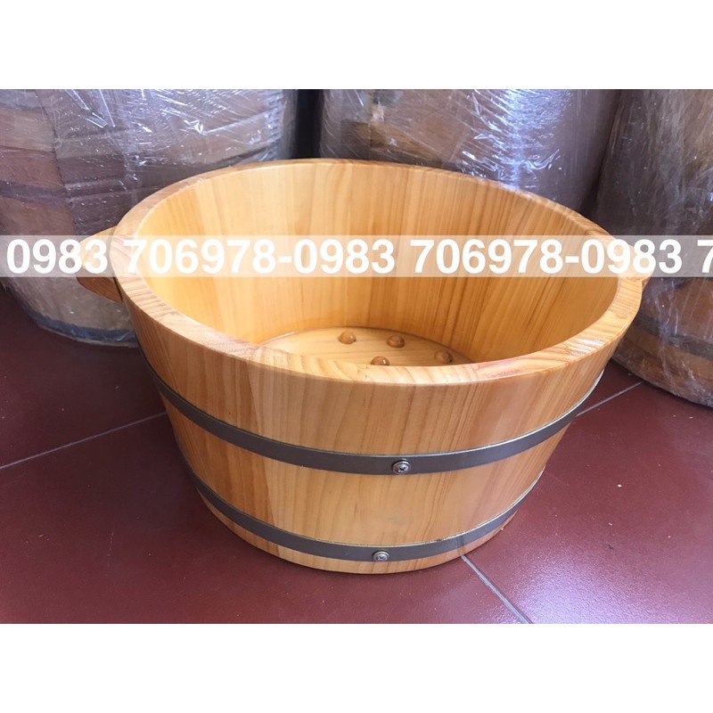 Chậu gỗ ngâm chân có hạt gỗ nhập l1