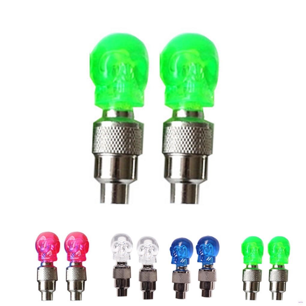 Set 2 Đèn Led Gắn Van Bánh Xe Đạp / Mô Tô Hình Đầu Lâu