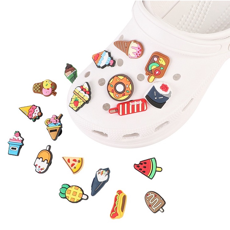 Dễ Thương Ghim Trang Trí Giày Hình Thức Ăn / hamburger / croc / Trái Dừa Đáng Yêu Cho Nữ charms