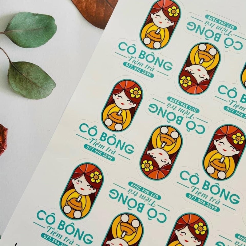 Sticker decan giấy tròn 5cm - 1000 chiếc