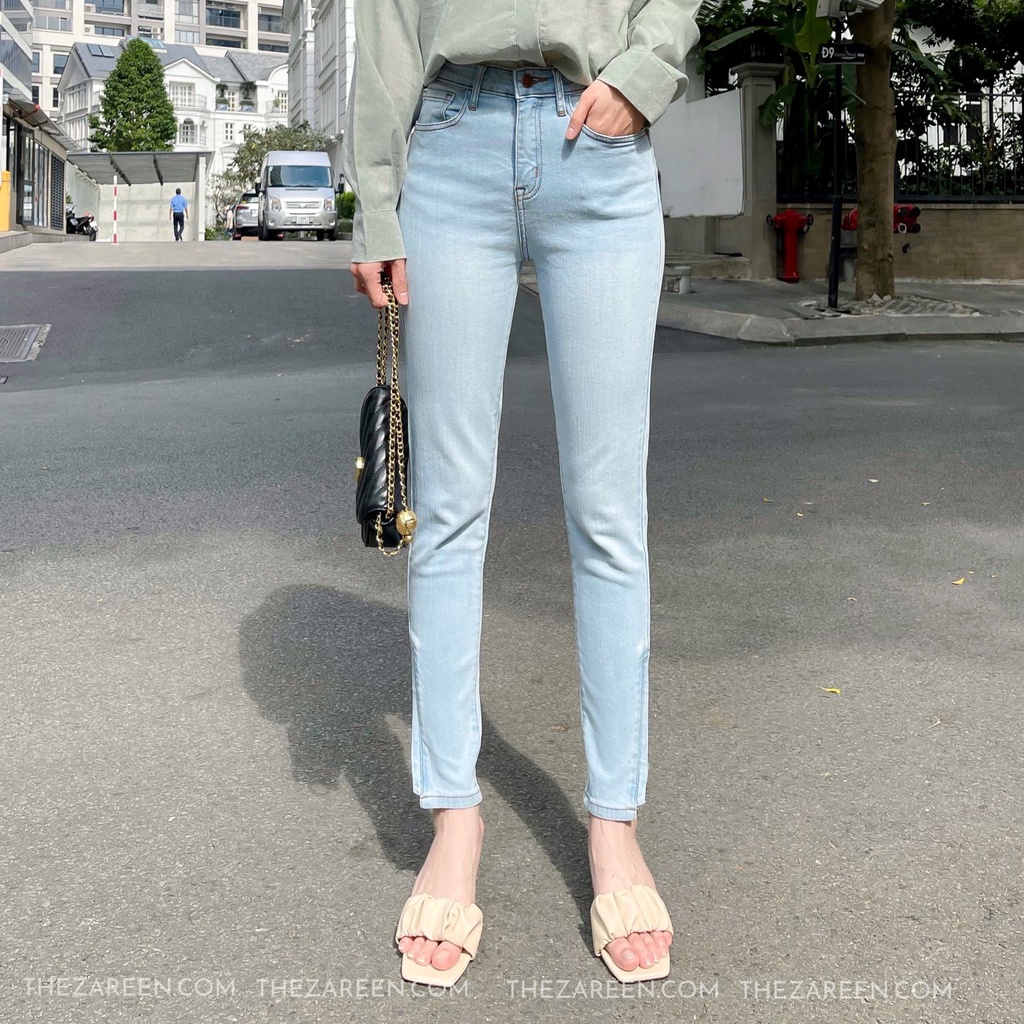 QUẦN JEANS SKINNY KHÓA GẤU ZAREEN JEA126 XANH NHẠT
