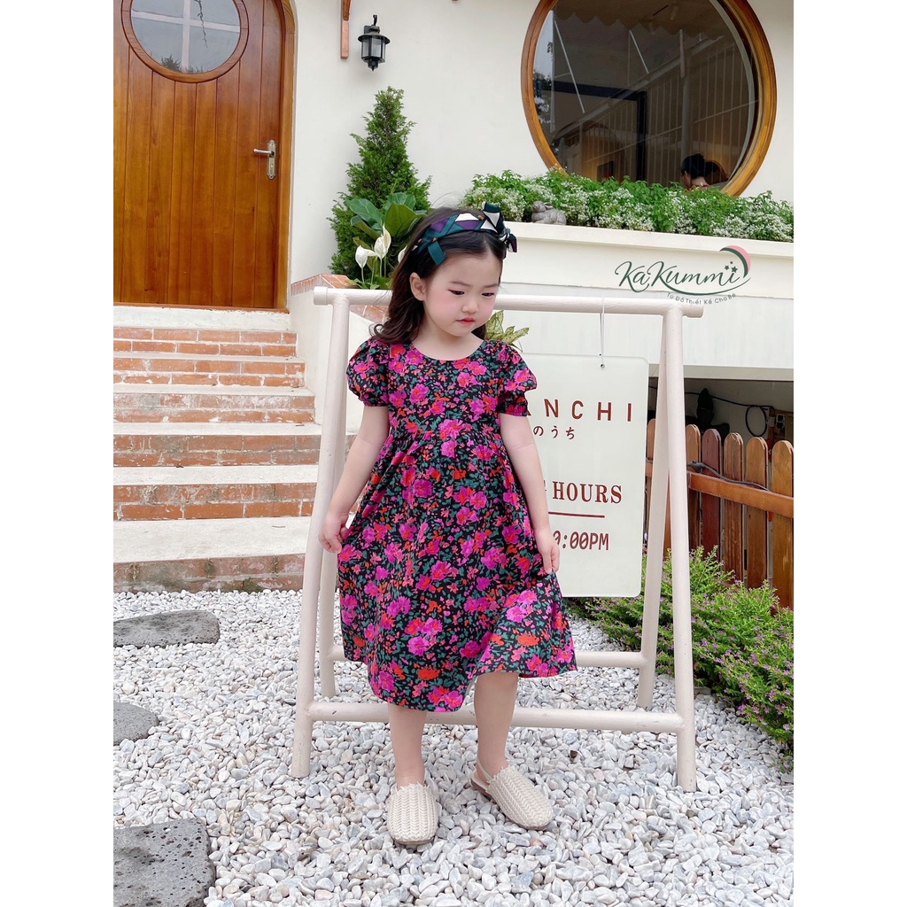 Váy babydoll lưng đan dây chất liệu thô Hàn cao cấp cho bé KM22-VA219 Kakummi