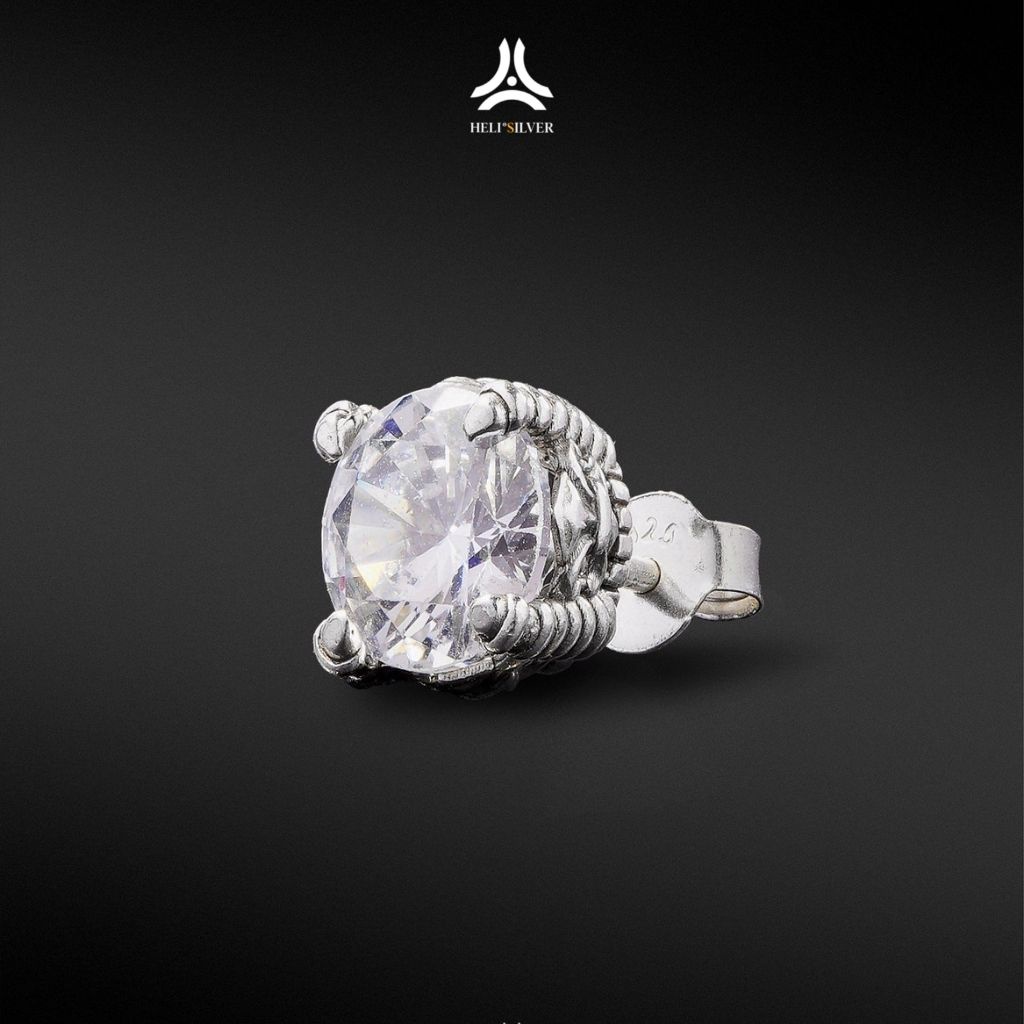 Khuyên tai bạc nam, nữ HeliSilver Dragon claw S925 - 5mm KTB155