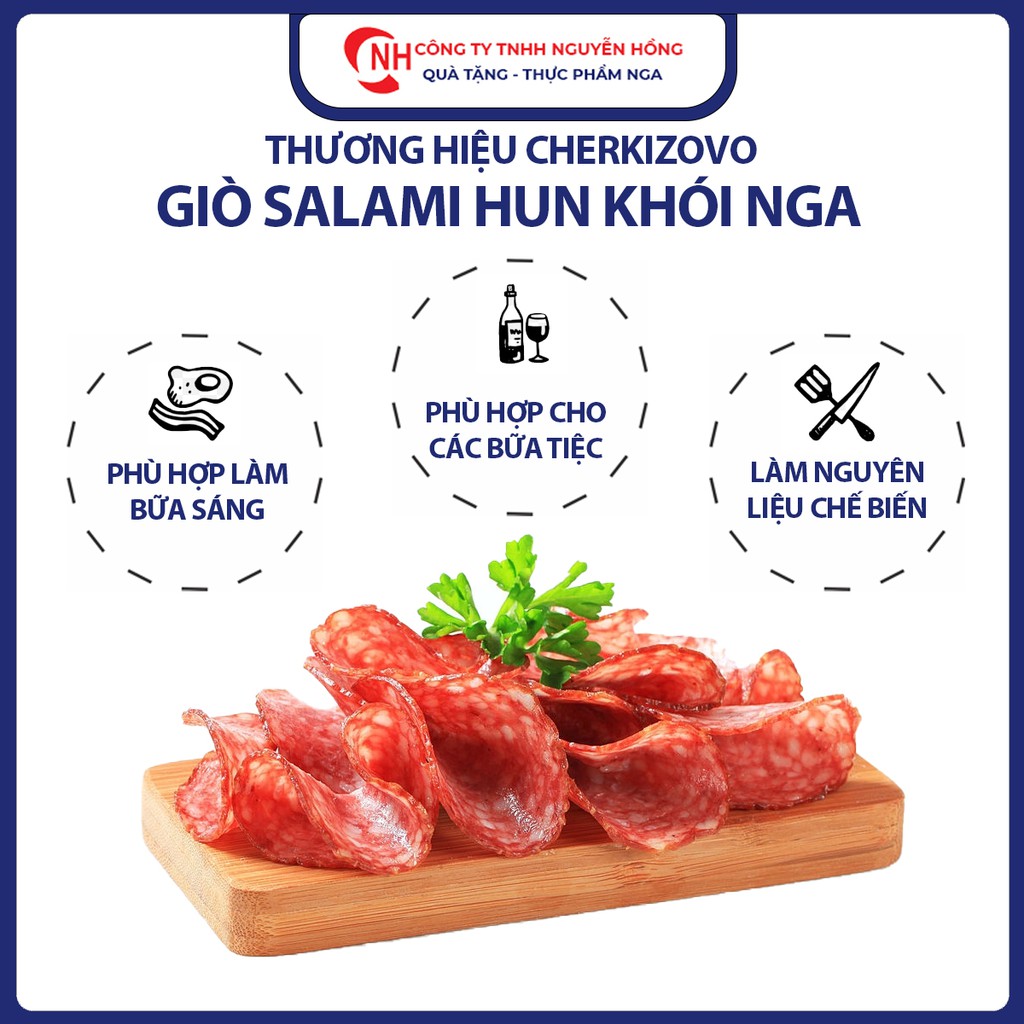 Xúc Xích hun khói Salami 225g, giò salami hun khó nhập khẩu nga 225g, Nguyễn Hồng