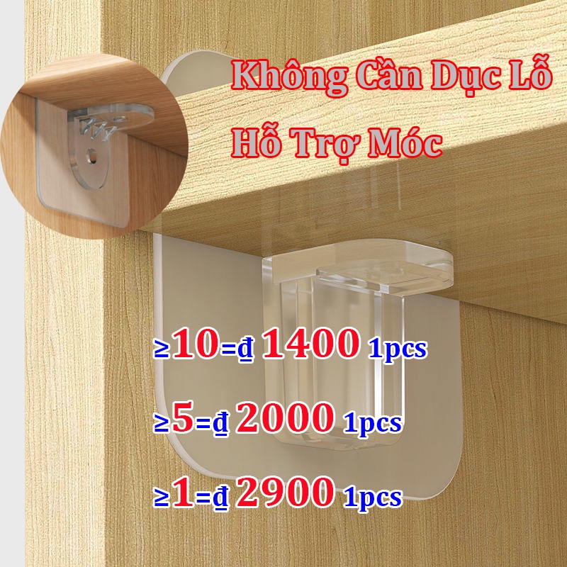 Giá Đỡ Kệ Tam Giác Không Đục Lỗ Dạng Móc Dán Hỗ Trợ Không Đục Lỗ Tủ quần áo, Tủ bếp Lắp đặt Nhanh chóng