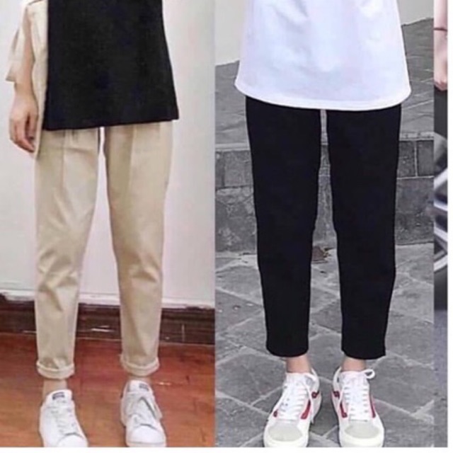 [ FREESHIP 50K ] Quần baggy basic kaki đen và be đủ size nam nữ - Kèm ảnh thật