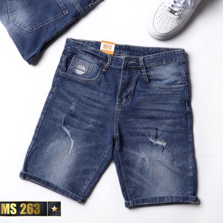 Quần Short Jean Nam Màu Xanh Đẹp Chất Bò Co Giãn Cao Cấp, Quần Ngố rách Mẫu Mới Phong Cách Hàn Quốc beautifulgilr w263