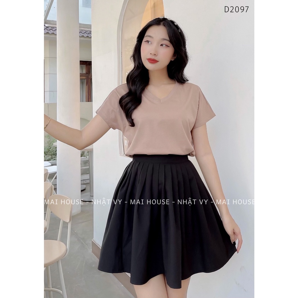 Áo Nữ NHẬT VY Trơn Cổ Tim Tay Cánh Dơi Chất Thun Màu Xanh, Nâu, Xám - D2097