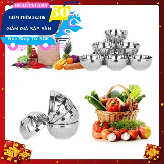 Bộ Chén Inox 10 Cái Với 2 Lớp Chống Nóng Cao Cấp