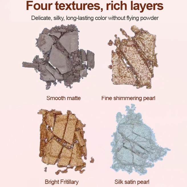 Bảng Phấn Mắt 4 Màu Sắc Hiệu Ứng Lì/ Ánh Nhũ Chống Nước Thời Trang