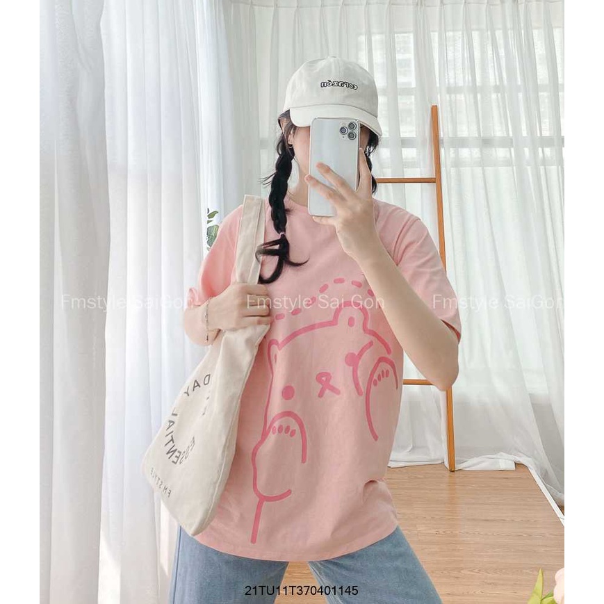 Áo thun tay ngắn VM STYLE form rộng in hình Gấu Hi xinh xắn dễ thương 21TU11T370401