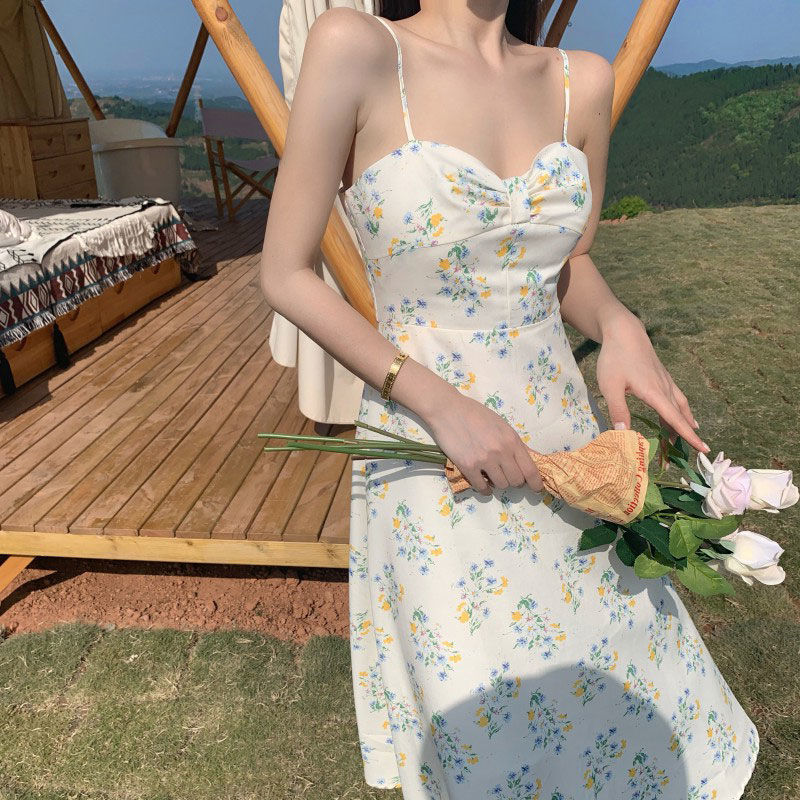 Đầm hoa không tay thời trang Hàn Quốc 2021 cho bạn nữ