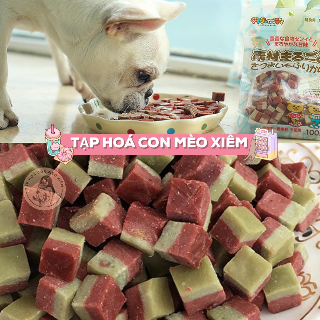 Bánh thưởng cho chó viên bò việt quất Karamo 100g, thức ăn snack vặt huấn luyện sạch răng cún Con Mèo Xiêm