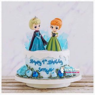 Mô Hình Tượng Công Chúa Elsa Anna Váy Kiểu Trang Trí Bánh Kem
