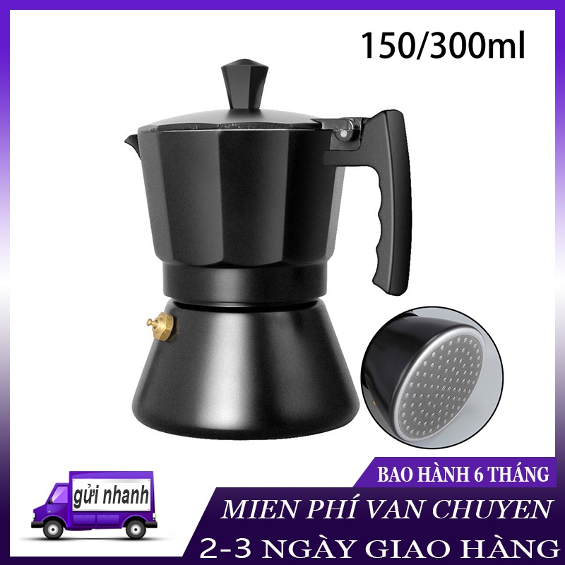 Bình Pha Cà Phê Espresso đun siêu tốc hợp kim nhôm cao cấp Moka Pot 150/300ml