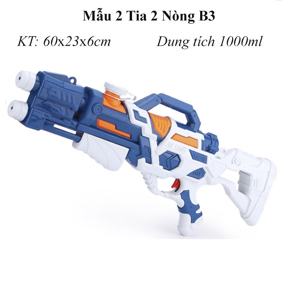 Súng Bắn Nước 2 Nòng Cỡ Lớn, Súng Nước 2 Vòi Áp Lực Loại To Bắn Xa kích thước 60cm - Khẩu phun nước mùa hè