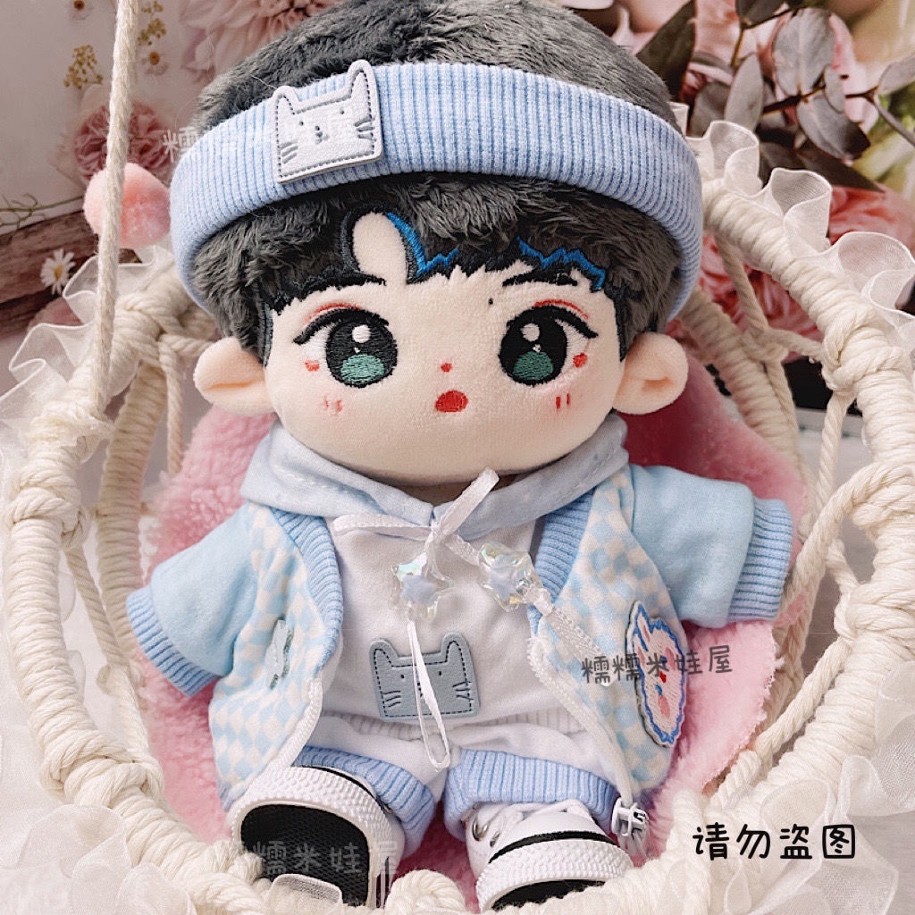 Spot 20cm baby blue ocean suit headscarf cool cover boyfriend Feng Shuai 20cm star doll fat body