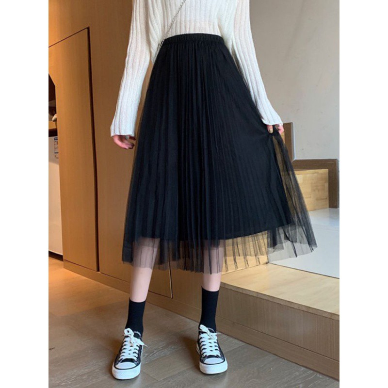 Chân váy dài xếp ly dáng xòe lưới ulzzang Hàn Quốc CV03 - Peyy Clothing | BigBuy360 - bigbuy360.vn