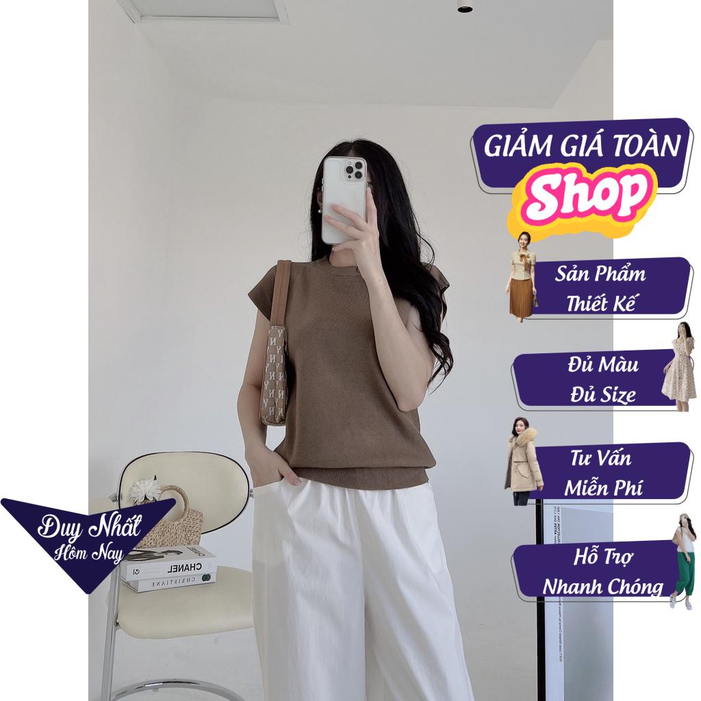 Áo len nữ cổ tròn tay hến gấu bó chun trẻ trung dệt tằm nhiều màu thiết kế Eva Lover