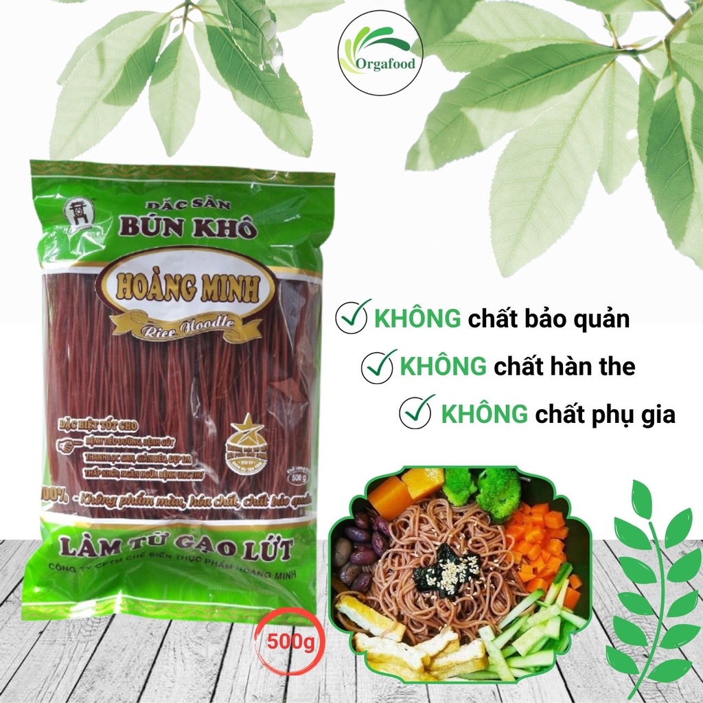 Bún gạo lứt đỏ đen Hoàng Minh EAT CLEAN 500g thức ăn healthy giảm cân cho người ăn kiêng