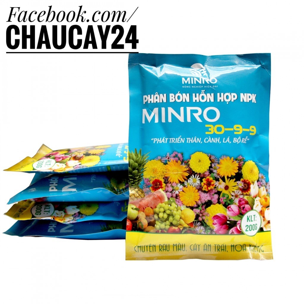 Phân bón NPK MINRO 30-9-9 (200 GR) dùng phát triển thân, cành, lá, rể của cây hoa kiểng, cây ăn trái, cây phong thủy