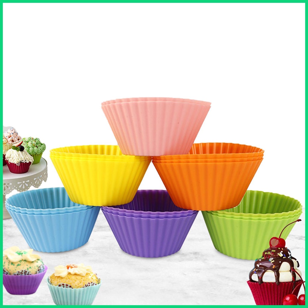 Set 11 Cốc Làm Bánh Muffin Bằng Silicone Chống Dính Tái Sử Dụng Được