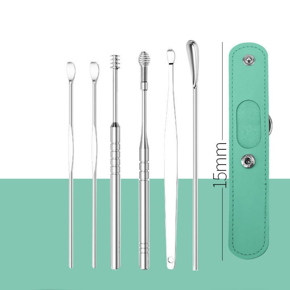 Bộ lấy ráy tai bằng thép không gỉ, bộ dụng cụ vệ sinh tai móc chìa khoá tiện lợi - B7M