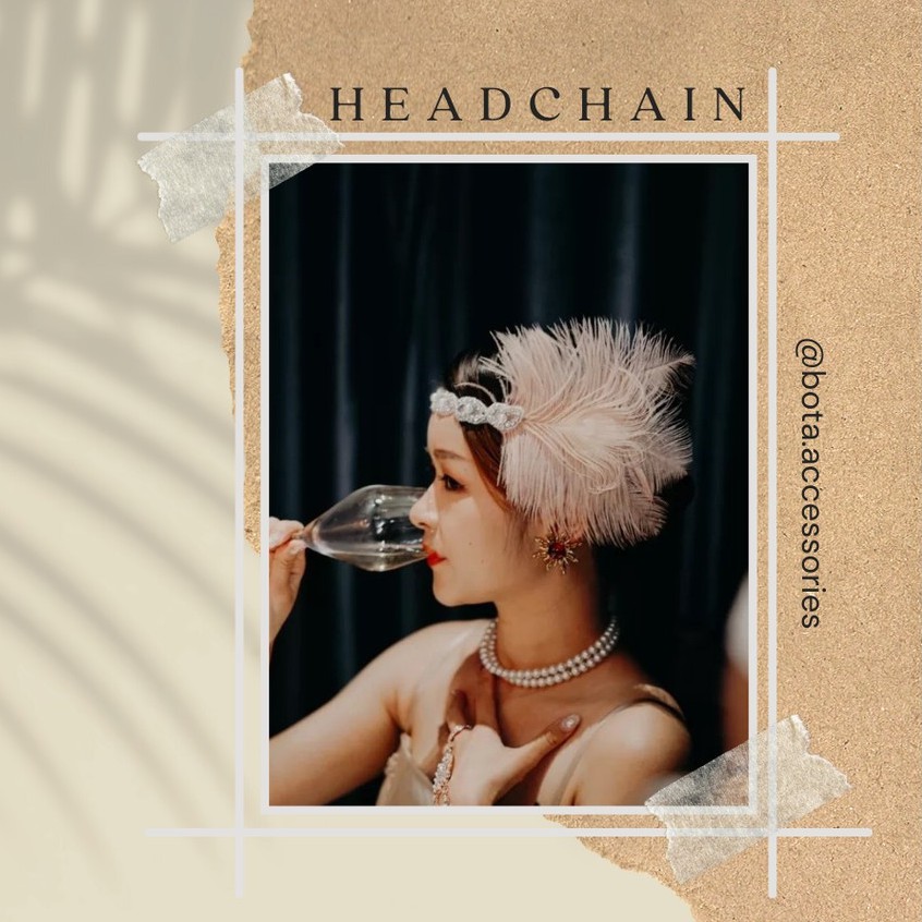 Vòng đội đầu lông vũ phong cách cổ điển cho cô dâu (Headchain) [CÓ SẴN - HÀNG CHẤT LƯỢNG]