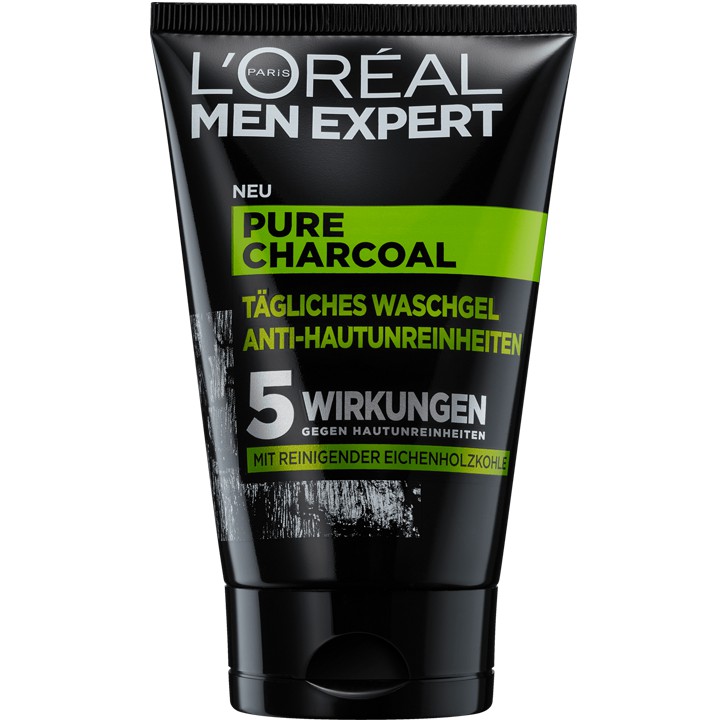 Sữa rửa mặt nam Loreal Men Expert Pure Charcoal Waschgel cho da dầu mụn, 100 ml