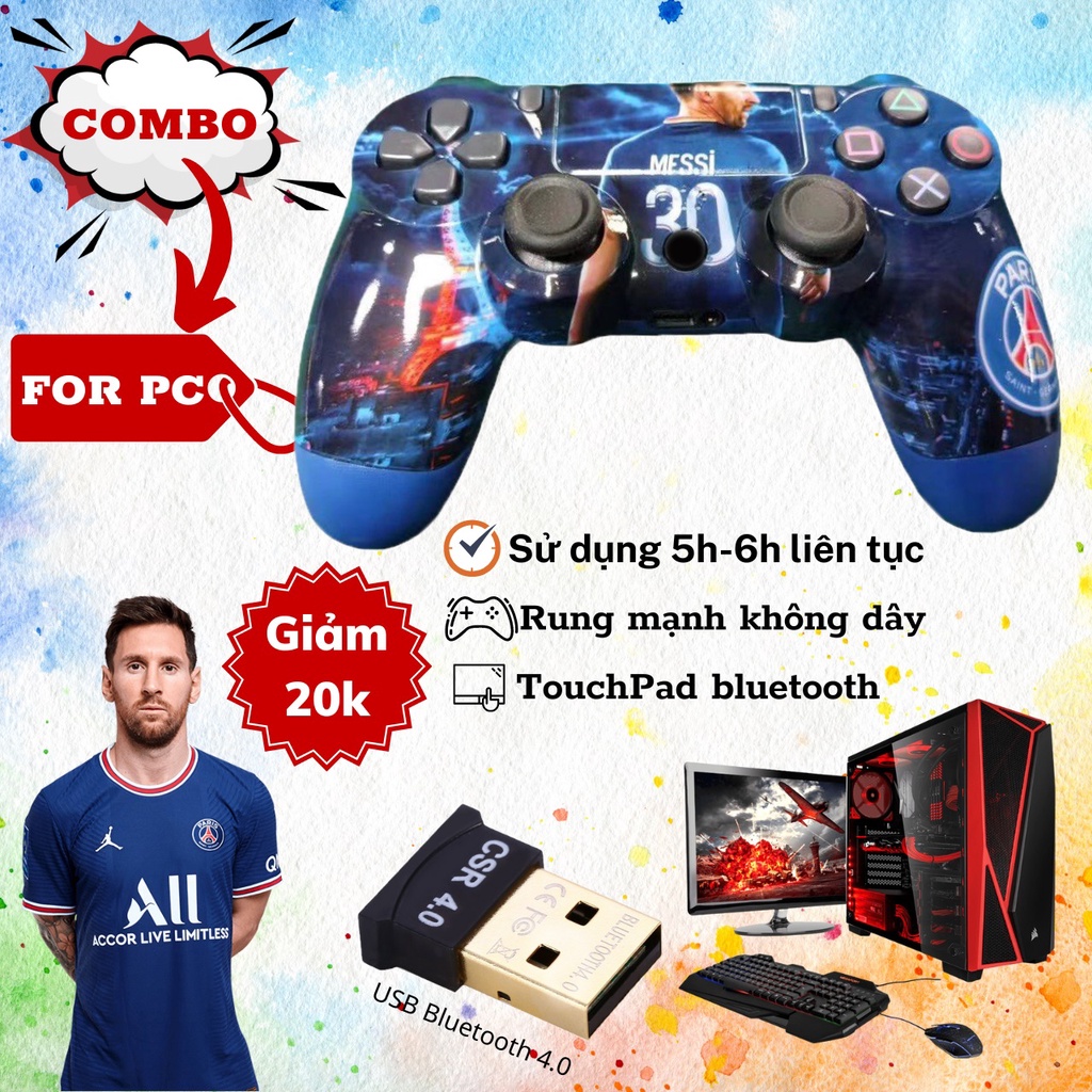 ⚽Hỗ Trợ Fifa Online 4⚽Tay cầm ps4 pro Doubleshock 4 cho PC/ laptop/ ios/ android - full chức năng skill 360