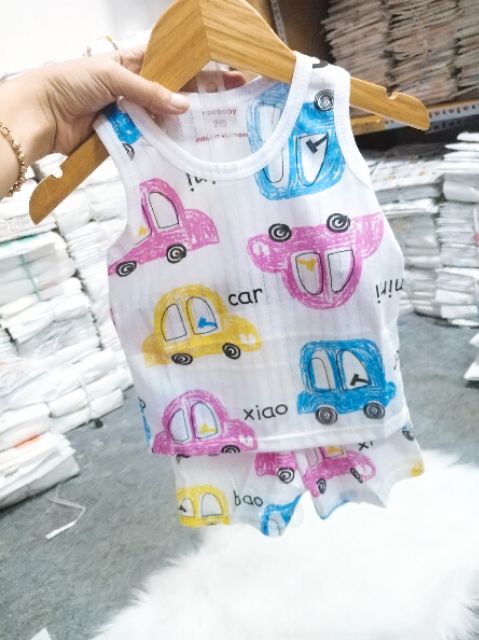 Bộ cotton giấy sát nách cho bé 4-15kg