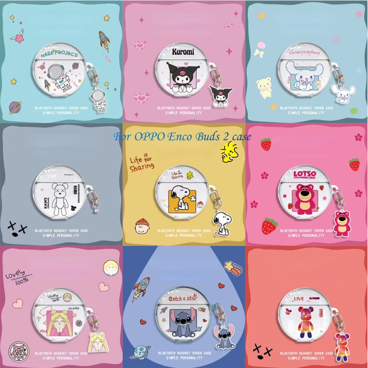 Hàng Sẵn Sàng! Vỏ Bảo Vệ Hộp Sạc Tai Nghe OPPO Enco Buds 2 Trong Suốt Họa Tiết Hoạt Hình Cô Gái & Phi Hành Gia Dễ Thương