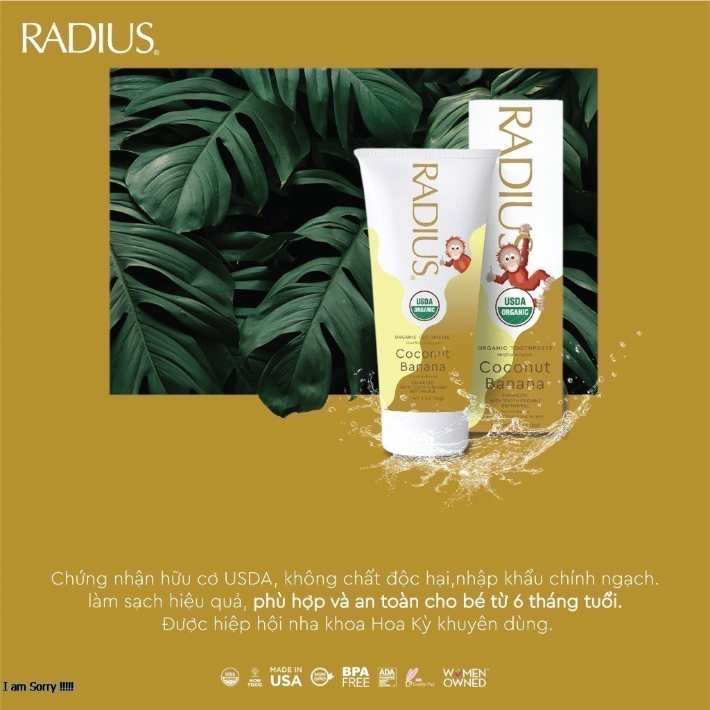 Kem đánh răng hữu cơ Radius cho bé