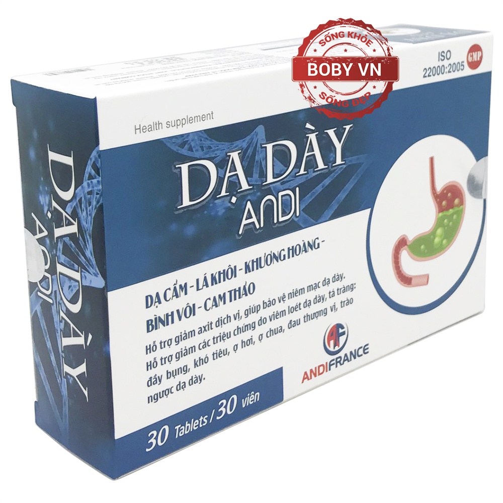 Dạ dày Andi - Giảm axit dịch vị, bảo vệ niêm mạc dạ dày (30 viên)