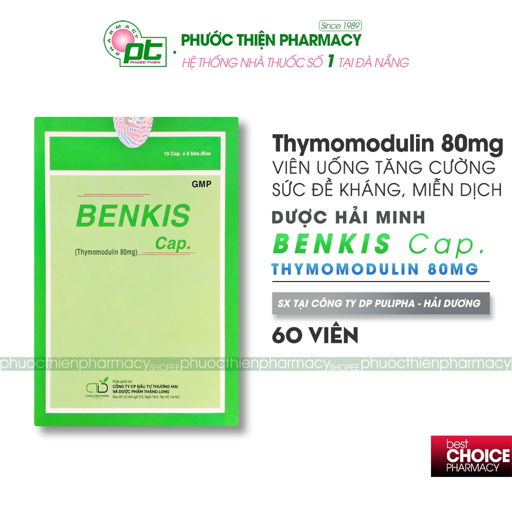 Viên uống Thymomodulin 80mg Benkis 60 Viên - Hỗ trợ tăng cường sức đề kháng, miễn dịch cho cơ thể